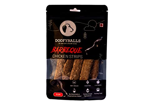 Doofyballs BBQ Chicken Strips | 100% Natural & Healthy Treat for Dogs | Highly Digestible Snack for Dogs | Protein Rich-Gluten Free Strips for Dogs | Human Grade Ingredients (70 Grams) (B0B4H6HSBH) Amazon Price History, Amazon Price Tracker