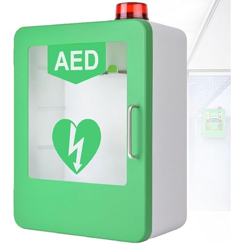 Caja de alarma de desfibrilación cardíaca de pared, armario universal for desfibrilador DEA con luz y sistema de alarma, botiquín de primeros auxilios con doble interruptor(A)