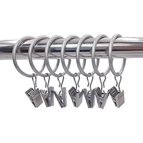 Concisea 40Pcs Curtain Rings with Clips, Metal Decorative Drapery Ring, for most Kinds of Window Curtain, Shower Drapes, French Window Curtain , Pictures etc Cover