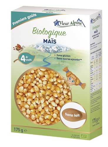 Fleur Alpine - FLEUR ALPINE Céréales Bio au Maïs pour Bébé - Bouillie pour de Délicieux Petits Déjeuners | Céréales sans Gluten Nutritives et Faciles à Préparer 4 Mois et Plus sans Sucres Ajoutés | 7 Portions