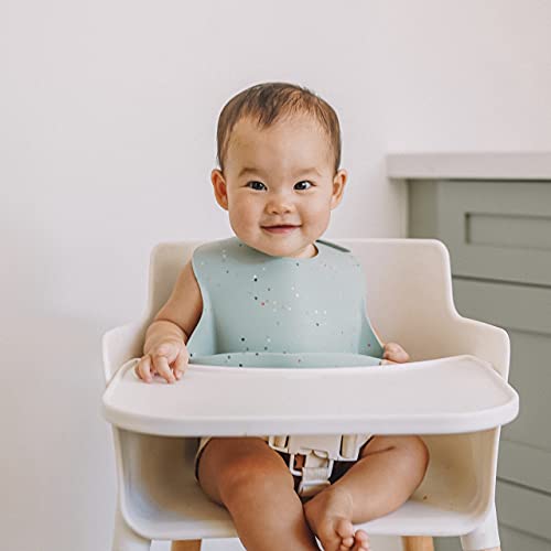 AVA + OLIVER Waterproof Silicone Bib Set with Adjustable Neck Closure - Durable Silicone Bibs for Babies - Set of 2 (Mint Confetti) - Thumbnail 5