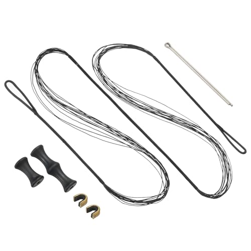 PATIKIL 135cm Bow String Replacement, Archery Bowstrings Accessories 12 Strands Bowstring with Finger Guard & 2 Brass Nock Points for Traditional Recurve Longbow, Black