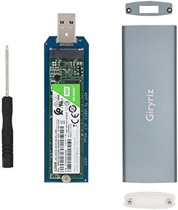 Giryriz M.2 NGFF to USB3.0 M.2 SATA SSD Enclosure Portable External Case, Cyan