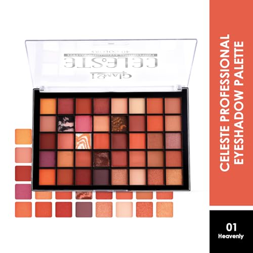 Image of Glam21 Celeste Professional Eyeshadow Palette | All-in-One Eyeshadow Palette & Highly Pigmented | 40 Selected Shades| Matte & Shimmer Shades - 50gm | Heavenly-01