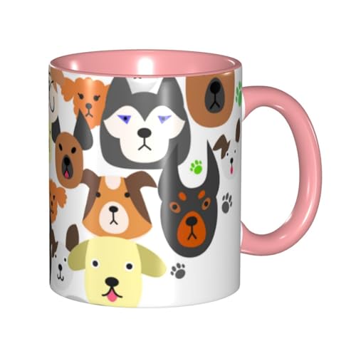 犬のハート型 マグカップ 旅マグ コーヒーカップ Pink セラミック 330ml 陶器 食器 耐熱 水筒 プレゼント