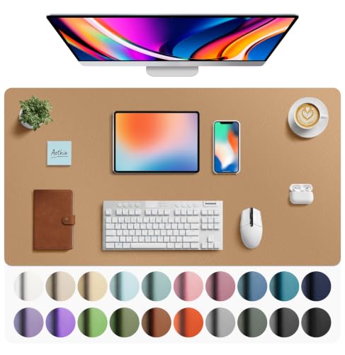 Image of Aothia Faux Leather Desk Mat Mouse Pad, 40 inch x 24 inch, Khaki