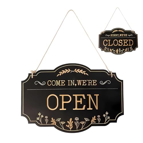 Abierto Cerrado Cartel de Negocios Madera Doble Cara Reversible Colgar Placa Puerta Con Cuerda Para Puerta Restaurante Club Café Hotel Bar