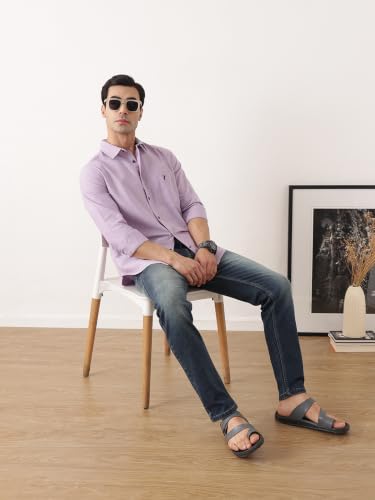 Image of Thomas Scott Men Premium Slim Fit Solid Cotton Twill Full Sleeve Shirt