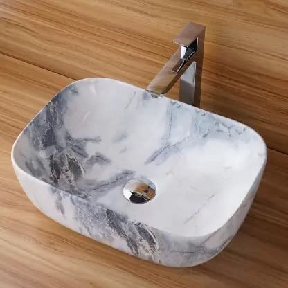 Imported Designer Glossy Ceramic Table Top/Counter Top/Wash Basin For Bathroom And Livingroom Decor, Rectangular, 450x315x135 mm (B0CSXMJW6G) Amazon Price History, Amazon Price Tracker