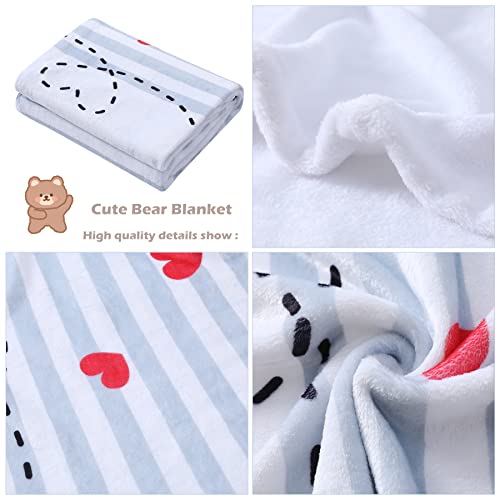 Jurllyshe Bear Plush Blanket Sherpa Fleece Blanket, Soft Warm Fuzzy Throw Blankets Kids Or Adults For Crib Bed Couch Chair Four Seasons Living Room Travel Outdoor (Love Bear) #TOP4