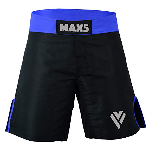 MAX5 MMA BJJ Mixed Martial Arts Shorts Cross Training Muay Thai Workout Shorts (Blue, X-Large)