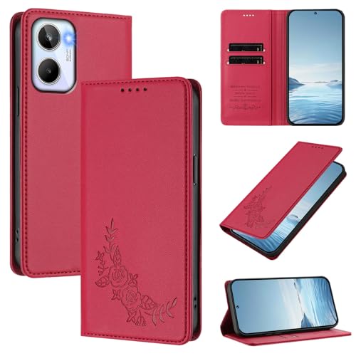 �X�}�z�P�[�X �Ή��@�� for Realme 10 4G�yRFID�u���b�N�z�y�J�[�h�z���_�[�t�����z �}�O�l�b�g�J�� �X�^���h�@�\�t���z�X�}�z�P�[�X Red
