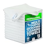 White Microfiber Cleaning Cloths | Best Towels for Dusting, Scrubbing, Polishing, Absorbing | Large 16