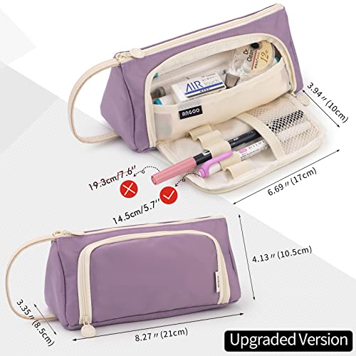 Easthill Big Capacity Pencil Case Canvas High Large Storage Pouch Marker Pen Case Simple Stationery Bag School College Office Organizer For Teens Girls Adults Student - Purple #TOP5
