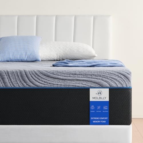 Molblly Matelas 180x200, Matelas en Mousse à mémoire de Forme, Épaisseur 25CM, Fermeté Moyenne, Confortable, Tissus Doux pour la Peau Anti-Allergique, Respirable et Extrêmement Durable…