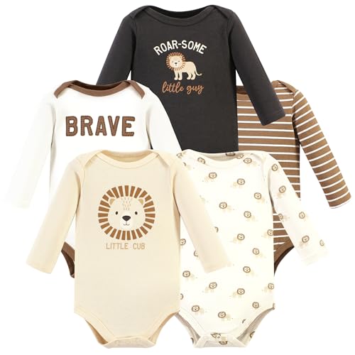 Image of Hudson Baby baby-boys Cotton Long-sleeve Bodysuits 5-pack