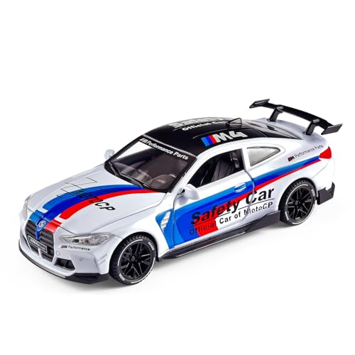 FLYKIRIN Toy Cars 1:32 M4 Diecast Cars - Light, Sound & Pull Back Function Model Cars- Zinc Alloy Car Model for Kids Who Love car Mechanics & Collecting Exotic Sports Car Toys (White)