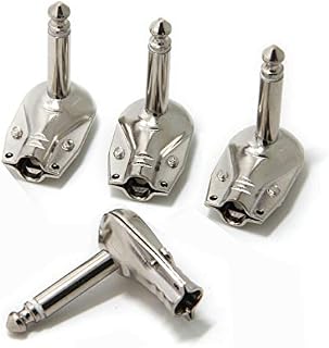 6.35mm Pancake Style Right Angle Solder Adapter 4 Pack, Ancable 1/4" TS Mono Heavy Duty Flat Low Profile Plug for Guitar, Instrument, Speaker/Microphone/Patch Cables