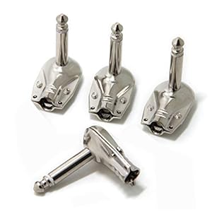 Ancable 4-Pack 1/4 “Haakse stekkers TS Mono Heavy Duty Flat Low Profile Pannenkoek Stijl voor Gitaar, Instrument, Speaker/Microfoon/Patch Kabels – 6,35 mm Mannelijke 1/4 Inch Telefoon Plug