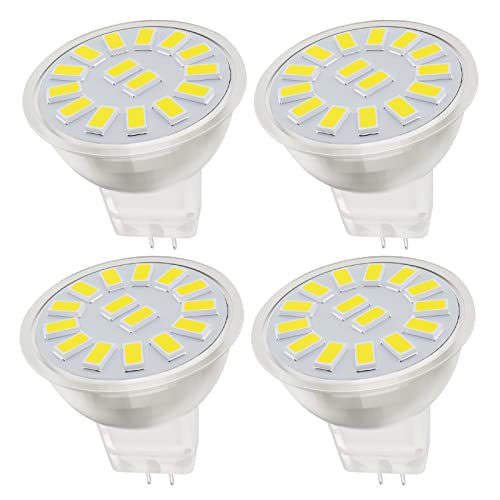 GU4 MR11 Ampoules LED, 5W Equivalent à 50W lampe halogène,500LM, AC/DC 10-30V Spot LED Encastrable GU4 pour Meuble Cuisine Camper, non-dimmable, lot de 4 (Color : Cool White 6000K)
