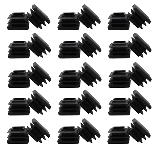 Image of Septe 3 /4 inch Square Plastic Plugs,Black Tubing End Plastic Caps for Square Tube, Chair Legs, Table Legs(30Pcs)