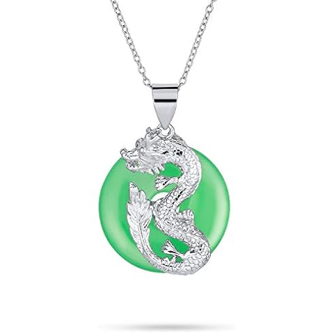 Collar de Plata de Ley con Colgante de Dragón de Jade Verde Cover