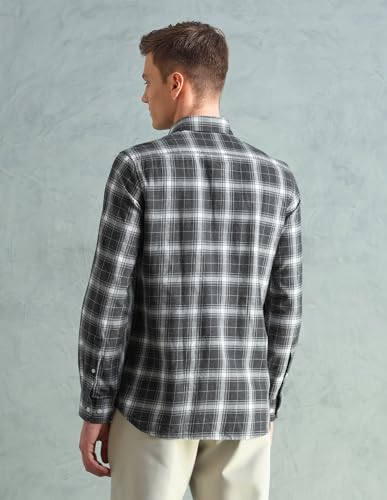 Image of Arrow Sport Men Slim fit Cotton Checked Long Sleeves Spread Collar Shirt