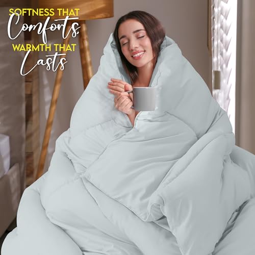 Utopia Bedding Comforter Duvet Insert, Quilted Comforter with Corner Tabs, Box Stitched Down Alternative Comforters King Size (Light Grey)