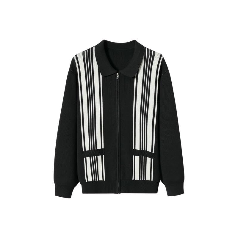 Suéter de punto a rayas para hombre chaqueta cárdigan de moda casual de abrigo 6