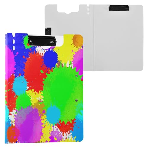 JUMBEAR Colored Lacquer Painting Clipboard A4 with Double Clips,Foldover Clip Board with Cover,Lightweight Personal Organiser Suitable forfor Hospital Office School Business Classroom Supplies