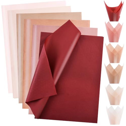 Image of BEISHIDA 90 Sheets Dusty Pink 6 Colors Tissue Paper for Gift Wrapping