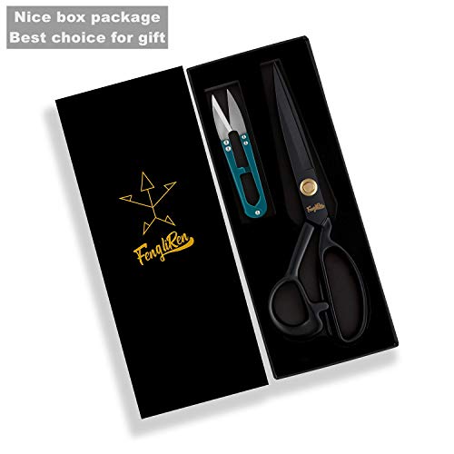 Sewing Scissors Professional 10 Inch Heavy Duty Fabric Shears For Tailoring Leather Cloth Black Industrial Strength High Carbon Steel Tailor Shears For Home Office Dressmakers(Right-Handed) (10Inch) #TOP3