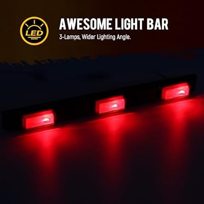 Partsam [DOT Approved] 17 Inch Red LED Truck Trailer Identification Light Bar, Waterproof Sealed 3 Lights Bar 12V Replacement for F150 F250 F350 RAM 1500 2500 3500 Silverado Sierra