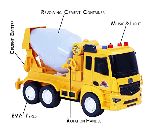 Image of Friction Powered Cement Mixture Trucks Toy for 3+ Years Old Kids Boys Girls Concrate Mixture Construction Truck with Light Music Pull Back Vehicle (Multicolor)