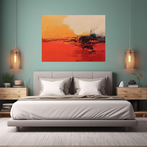 Art mural abstrait rouge 50x75cm solution idéale pour décorer un grand mur vide
