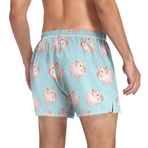 Men's Cotton Boxers Briefs Cute Pig Breathable Boxer Shorts Underwear with Button Fly4