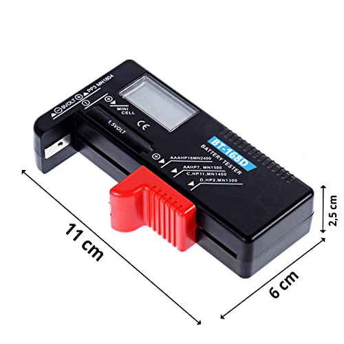 Retoo Schwarz Digitaler Batterietester für Batterie und Akku AAA, AA, CR, Knopfzellenbatterie, 1.5V 3.7V 9V, Anzeige des Ladestatus/Volt, BatteryCheck, Testgerät, Batterieprüfer, Messgerät