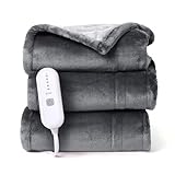 Bed Bath & Beyond Heated Blanket Electric Throw, Reversible Two-Color Flannel Heating Blankets Dark Grey - Throw 50'x60'