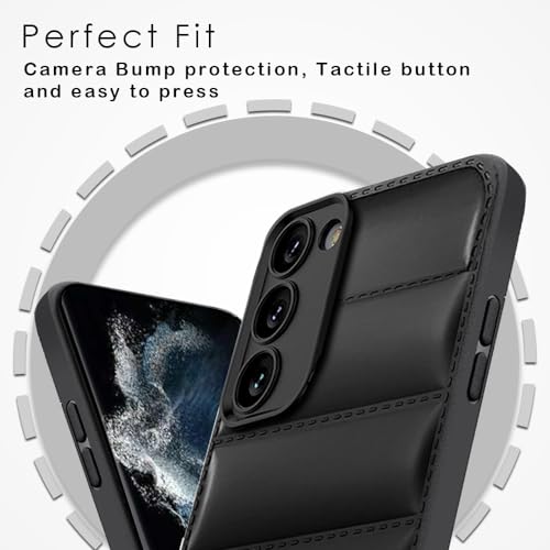 Image of KARWAN Puffer Edition Silicone Case Cover for Samsung Galaxy S23 | Scratch Resistance Mobile Cover, Camera Protection Case Compatible with Black