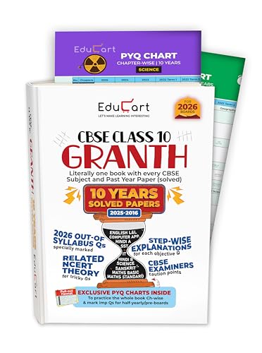 Educart Granth CBSE Class 10 Previous 10 Year Solved Papers 2026 ...