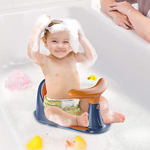 Baby Bath Seat With Thermometer, Portable Toddler Child Bathtub Seat For 6-18 Months (Orange) #TOP5