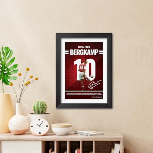 Image of TenorArts Dennis Bergkamp Quotes Poster Arsenal Laminated Photo Print Frame Painting with Matt Finish Black Texture (12 inches x 9inches)