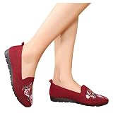 Sneaker Damen Schuhe Leichte Turnschuhe Gym Fitness Sportschuhe Laufschuhe Slip-On Atmungsaktive Schuhe Baotou LäSsige Keil Mesh Runde Schuhe Freizeitschuhe Rot 37 933
