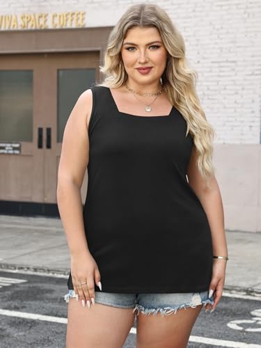 3 Pack Womens Tank Tops Summer Square Neck Tee Casual Sleeveless T Shirts 2025 Fashion Beach Vacation Clothes4