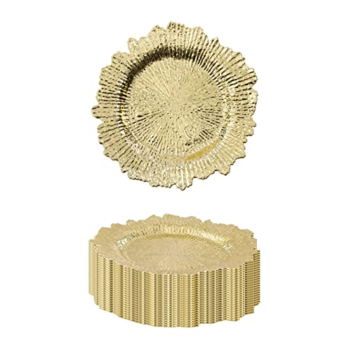 24 Platos Cargadores Dorados Redondos 12.6 Pulgadas miniatura 1