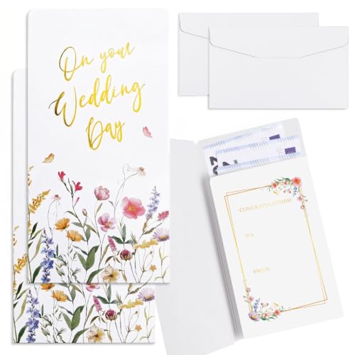 2 Pack Wedding Money Gift Wallets Money Envelopes and Cards for Cash Gifts Watercolour Floral Design