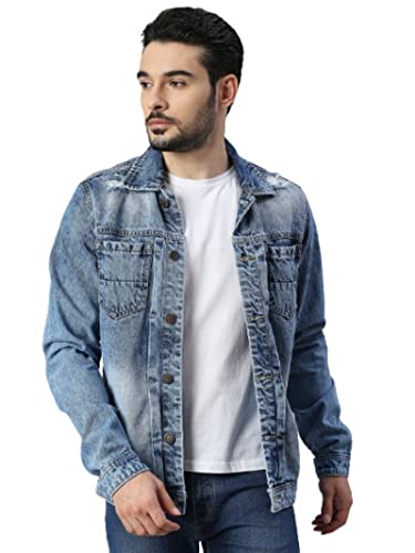 Image of HIGH STAR Men's Standard Length Solid Denim Jacket