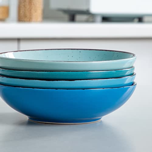 Vancasso Navia Pasta Bowls, 30 Oz Large Ceramic Salad Serving Bowl, 8 Inch Soup Bowl Set Of 4, Microwave, Oven, Dishwasher Safe, Assorted Colors #TOP5