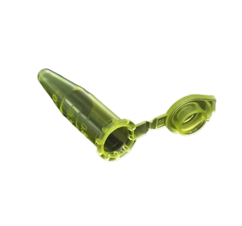 Tubo de centrífuga de microtubos de 1000 Uds., tubo de PCR centrífugo de laboratorio de 0,5 ml, punta inferior, Color amarillo con cubierta cerrada a escala