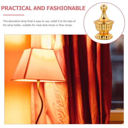 Image of Veemoon 4pcs Lamp Finials Decoration, Gold Lamp Cap Antique Knob Retro Finials Cap Tapped of Tops Finial Parts for Bedside, Table, Floor
